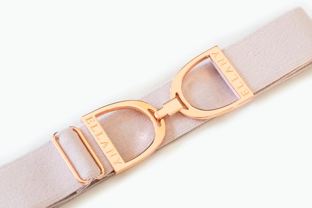 Pale Pink - 1.5" Rose Gold Stirrup Elastic Belt