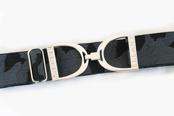 Black Camo - 1.5" Silver Stirrup Elastic Belt