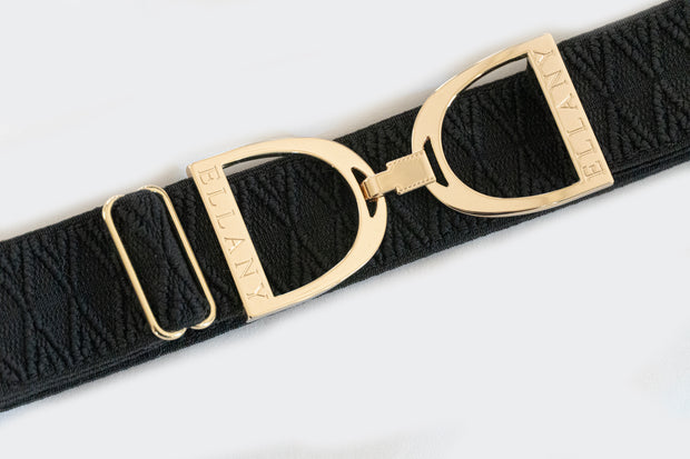 Black Dante - 1.5" Gold Stirrup Elastic Belt
