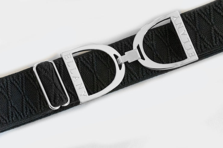 Black Dante - 1.5" Silver Stirrup Elastic Belt