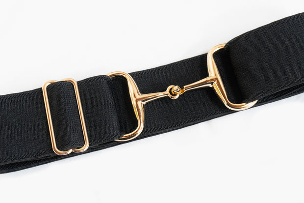 Black - 2" Gold Snaffle Elastic Belt
