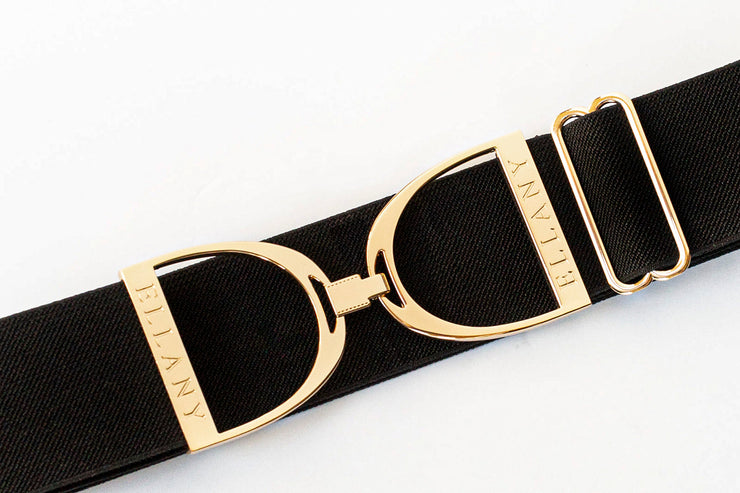 Black - 2" Gold Stirrup Elastic Belt