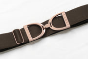 Brown - 1.5" Rose Gold Stirrup Elastic Belt